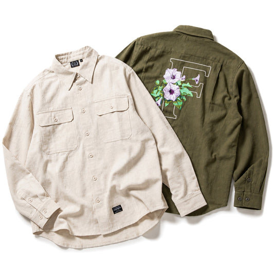 430(フォーサーティ / FOURTHIRTY)L/S HEMP UTILITY SHIRT カーキ ベージュ 2カラー FTY26-080