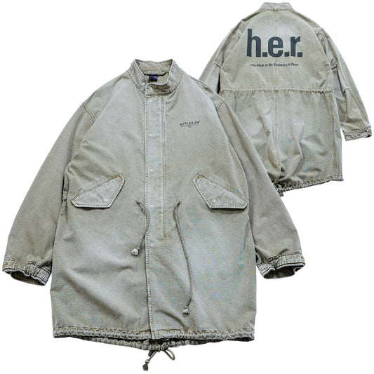 APPLEBUM ミリタリーコート カーキ 正面 背面