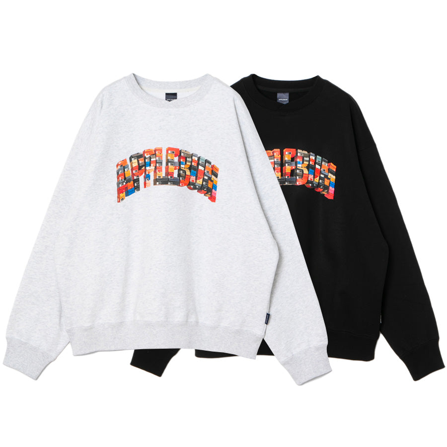 APPLEBUM K.B.A.S. Logo Crew Sweat アッシュ ブラック 正面