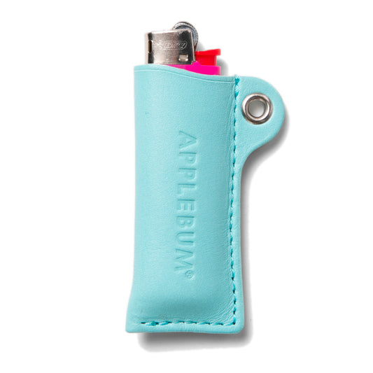 APPLEBUM レザーライターケース ブルー ライター収納状態 正面