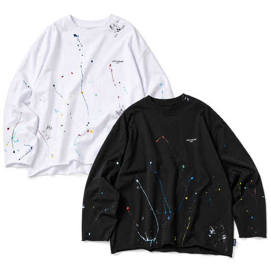 APPLEBUM PAINT CUT OFF L/S T-SHIRT ロングスリーブ Tシャツ ホワイト ブラック 2カラー 2621104