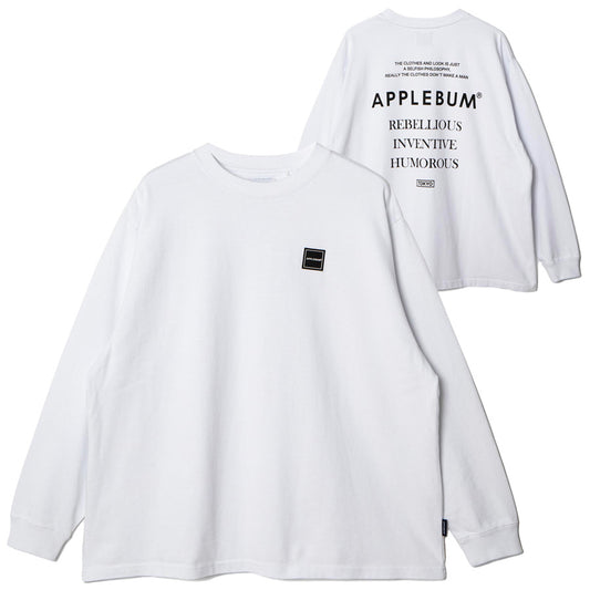 APPLEBUM Philosophy 2 L/S T-shirt 12oz ホワイト 正面 背面