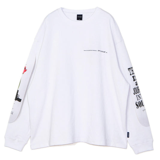 APPLEBUM SKATE DECK L/S T-SHIRT ロンT ホワイト 正面 平置き 2621103