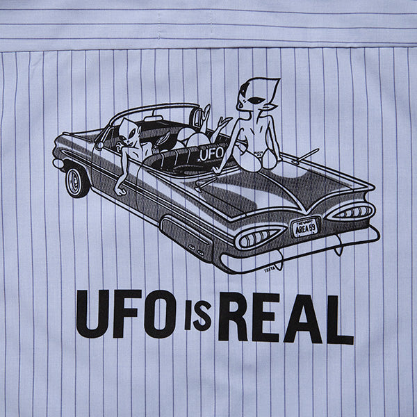 UFO Is Real Stripe Work Shirt