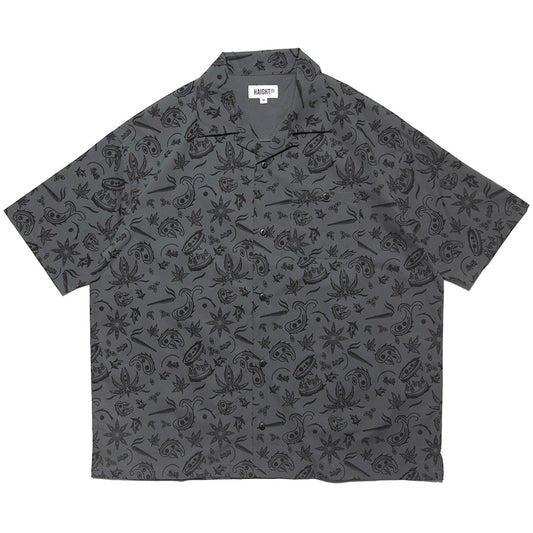 HAIGHT × YARZ ( ヘイト ) OPEN COLLAR SHIRT オープンカラーシャツ 半袖 コラボ チャコール HTYZ-244001