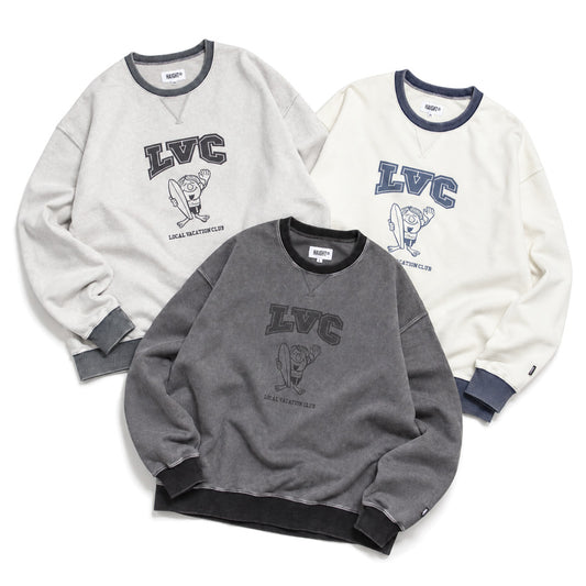 HAIGHT WASHED RINGER SWEAT クルースウェット グレー ナチュラル チャコール 3カラー HTAW-263003