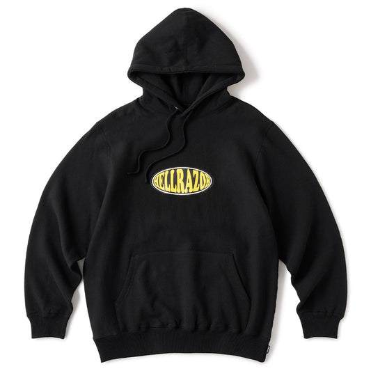HELLRAZOR EXPANSION PULLOVER HOODIE スウェット パーカー ブラック 正面 平置き 01126AW0208