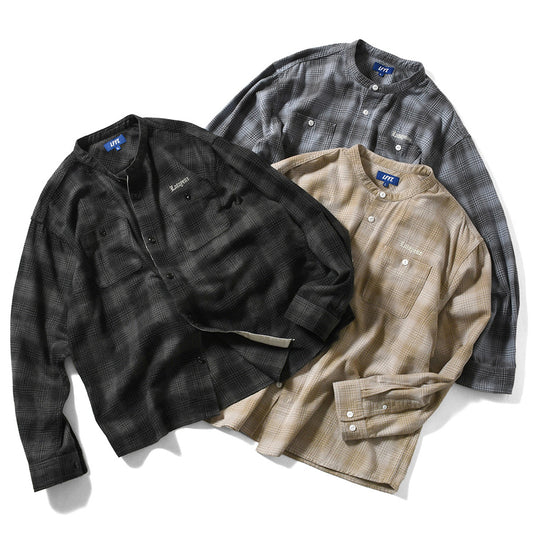 LFYT ( エルエフワイティー ) NEP TWILL CHECK BAND COLLAR SHIRT バンドカラーシャツ
