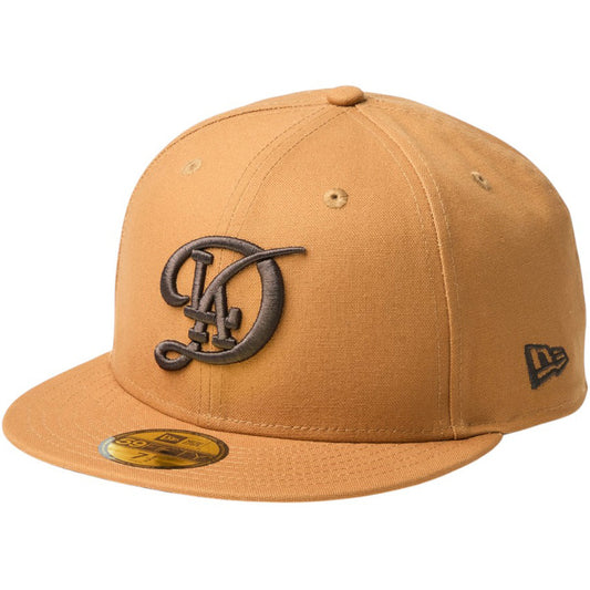 NEW ERA(ニューエラ)59FIFTY MLB Duck Canvas ロサンゼルス・ドジャース シティーコネクトロゴ ライトブロンズ 左斜め