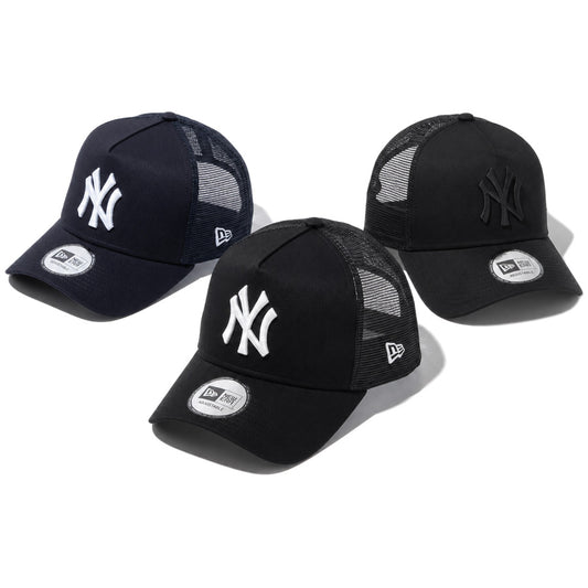 NEW ERA(ニューエラ)9FORTY A-Frame トラッカー ニューヨーク・ヤンキース メッシュキャップ ネイビー×ホワイト ブラック×ホワイト ブラック×ブラック