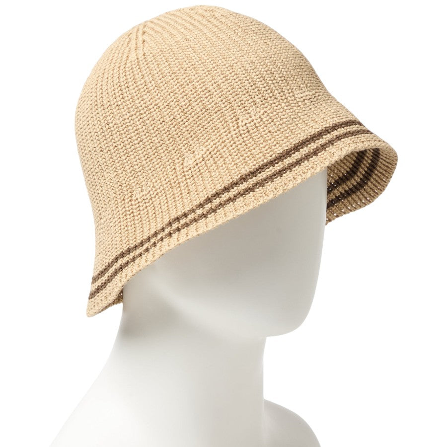 NEW ERA ニット エクスプローラー セーラーブリム ベージュ/ウォルナット マネキン右斜め