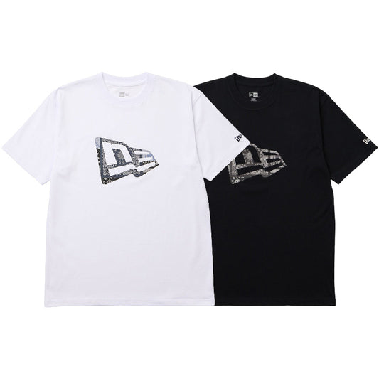 NEW ERA 半袖 コットン Tシャツ Oriental Paisley フラッグロゴ ホワイト ブラック 2カラー比較画像