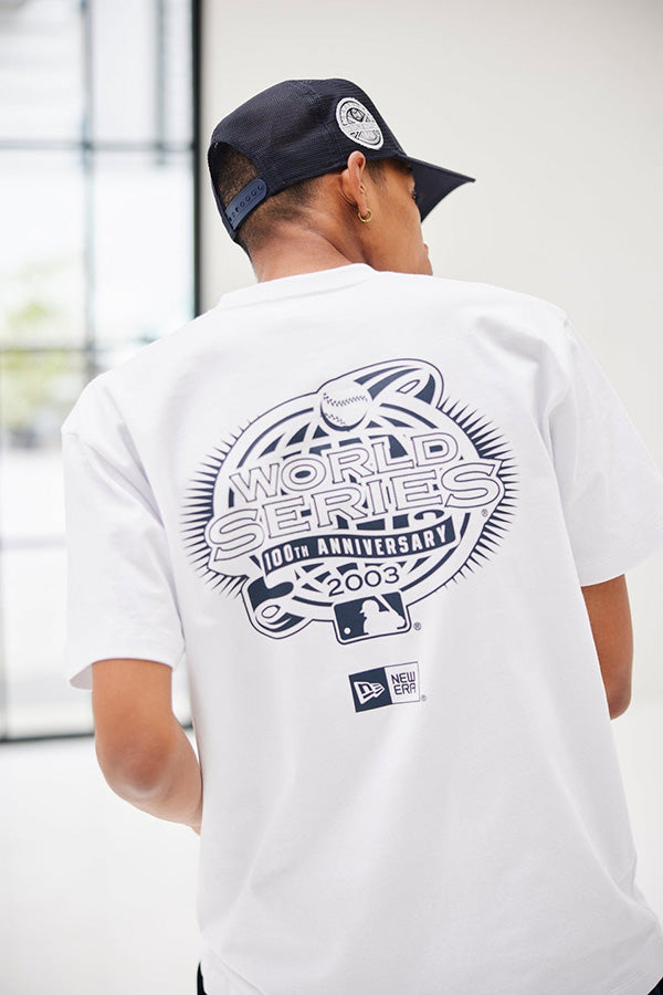 NEW ERA ニューエラ 半袖 コットン Tシャツ MLB Apparel World Series ニューヨーク・ヤンキース ホワイト レギュラーフィット