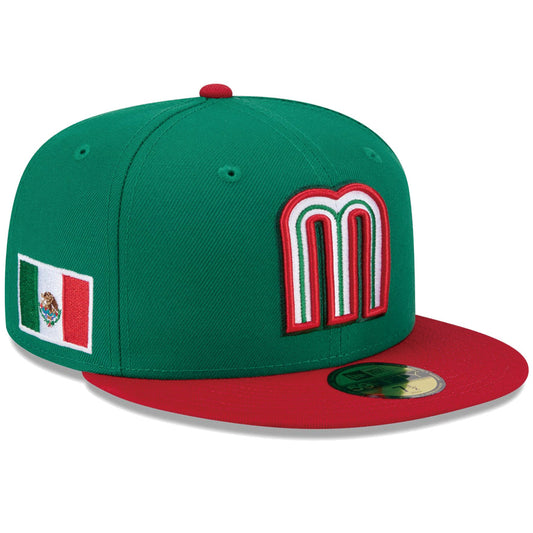NEW ERA 59FIFTY 2026 WBC メキシコ グリーン レッドバイザー 左斜め