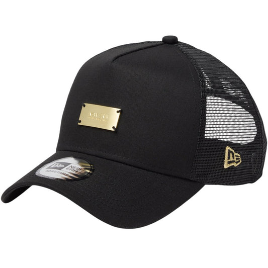 NEW ERA 9FORTY A-Frame Metal Plate ブラック メタリックゴールド キャップ 左斜め