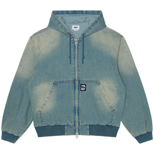 OBEY(オベイ)GLEN ZIP UP JACKET インディゴアーカイブウォッシュ 平置き正面 121800593-26F