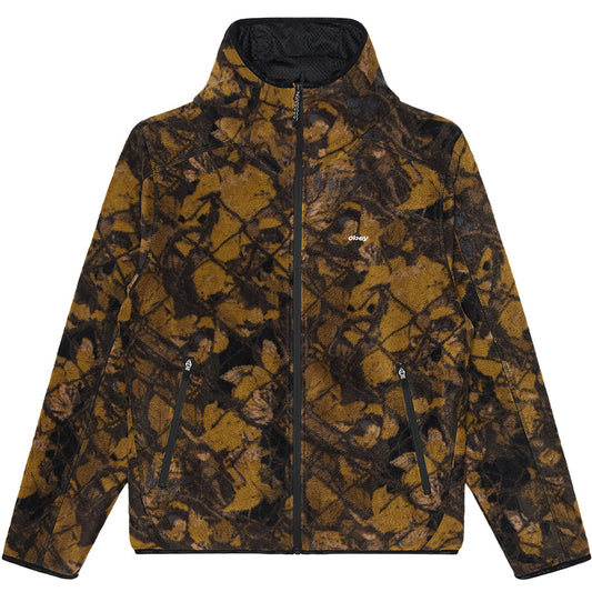 OBEY TREK POLAR FLEECE フリースジャケット ダークフェンスカモ 正面 平置き 121800638-26H