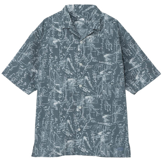 THE NORTH FACE アロハシャツ グレー 正面平置き