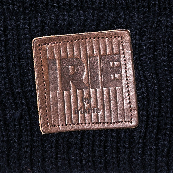 Leather Patch Knit Cap