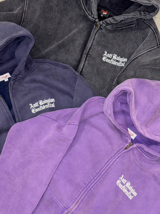 RAIDBACK ANTI BABYLON CONFIDENTIAL WASHED ZIP HOODIE