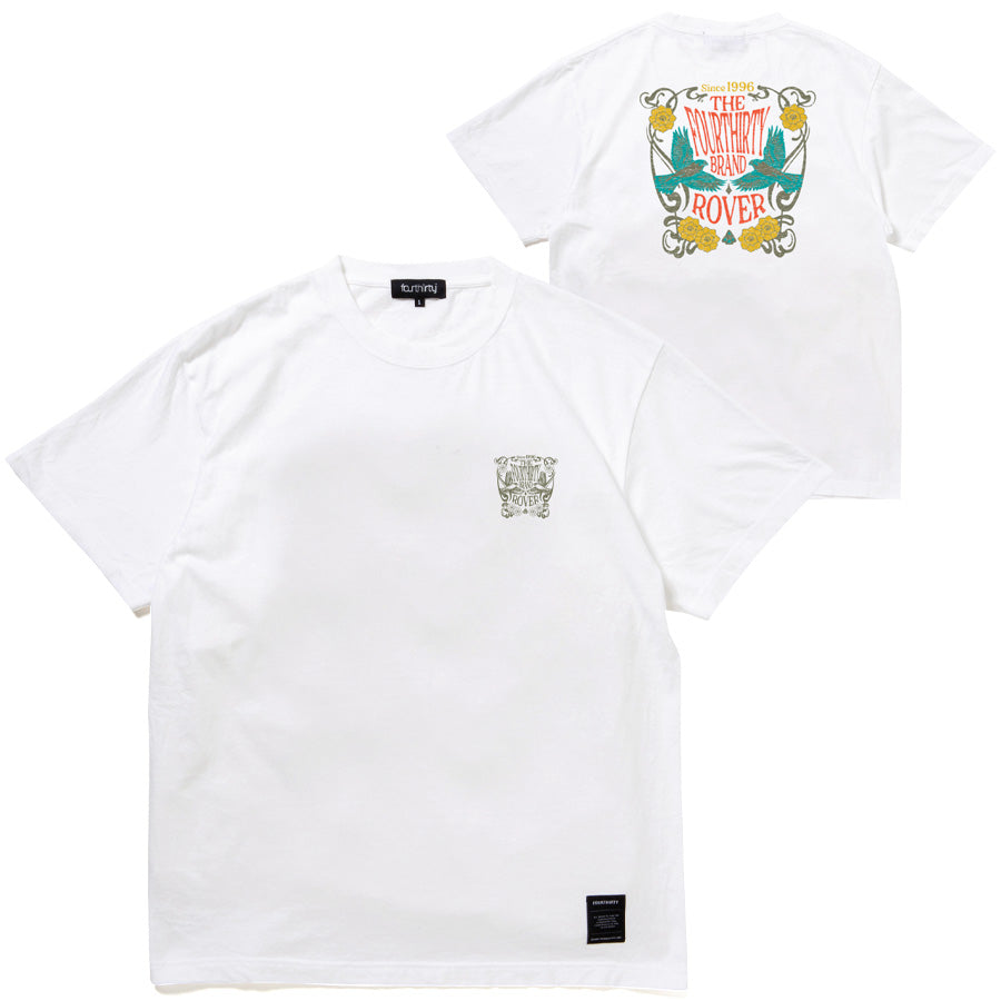 430 FLOWER MOVEMENT S/S TEE ホワイト 正面背面 平置き画像
