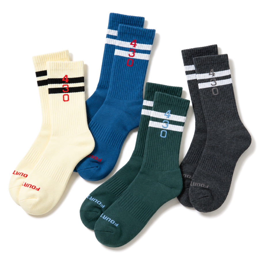 430 FOURTHIRTY CM NUMBER LINE LONG SOX ソックス ベージュ グレー ブルー グリーン 4カラー FTY-26-182