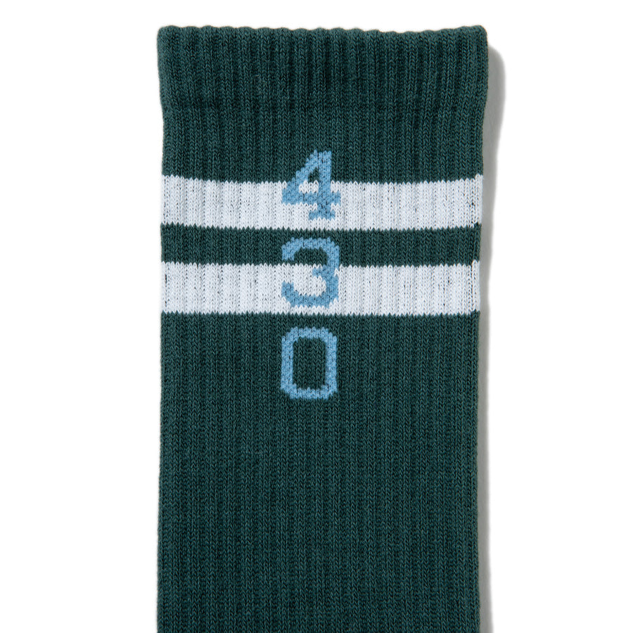 430 FOURTHIRTY CM NUMBER LINE LONG SOX ソックス グリーン ライン ナンバリング柄アップ FTY-26-182