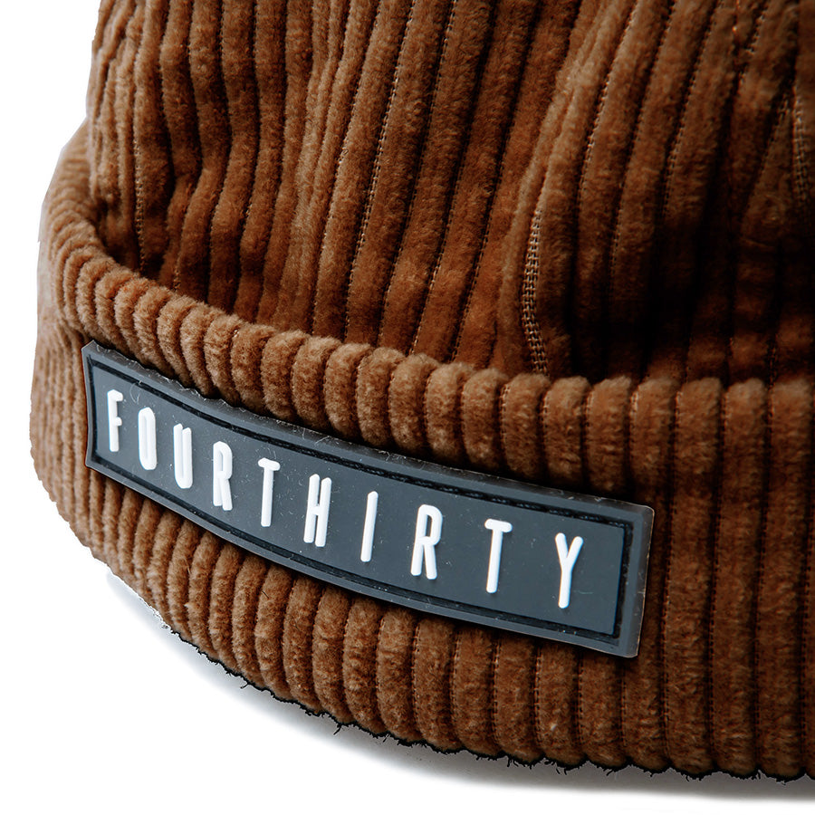430 FOURTHIRTY CORD FISHERMAN CAP コーデュロイ キャップ ブラウン フロント ラバーパッチ詳細 FTY-26-170