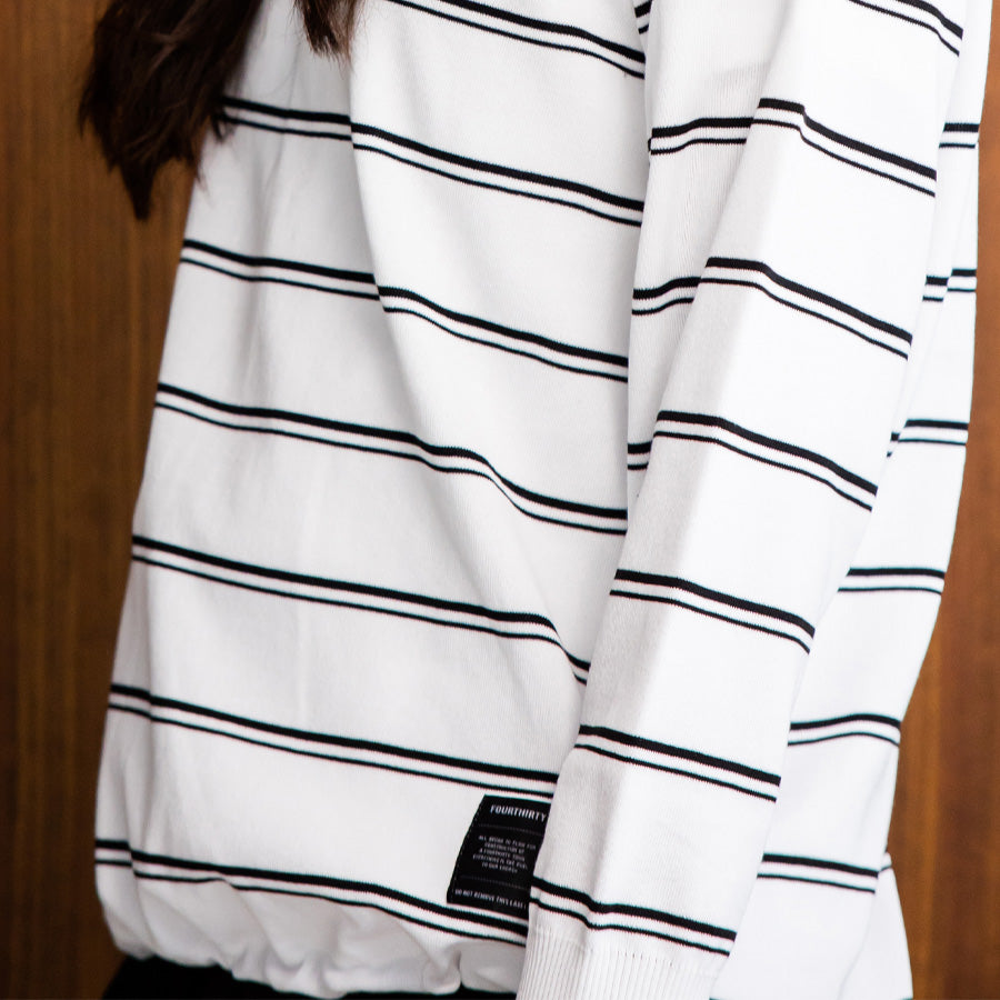 430 FOURTHIRTY L/S BORDER KNIT POLO 長袖 ニットポロシャツ モデル着用 裾アップ FTY-26-152