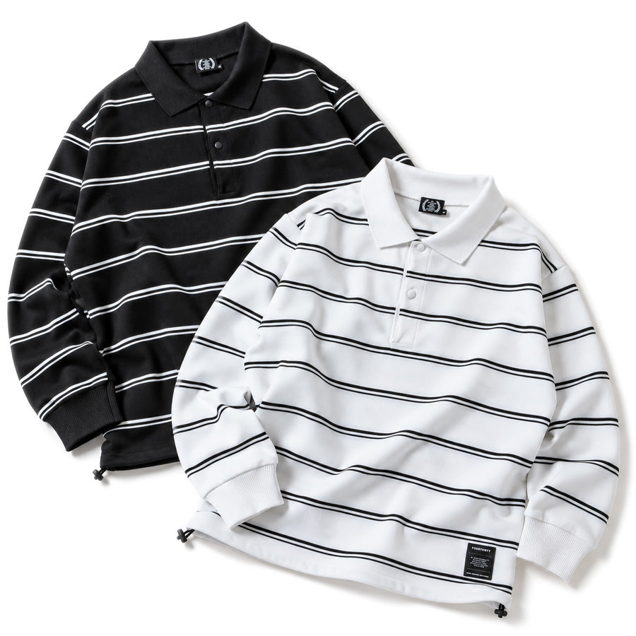 430 FOURTHIRTY L/S BORDER KNIT POLO 長袖 ニットポロシャツ ホワイト ブラック 2カラー FTY-26-152
