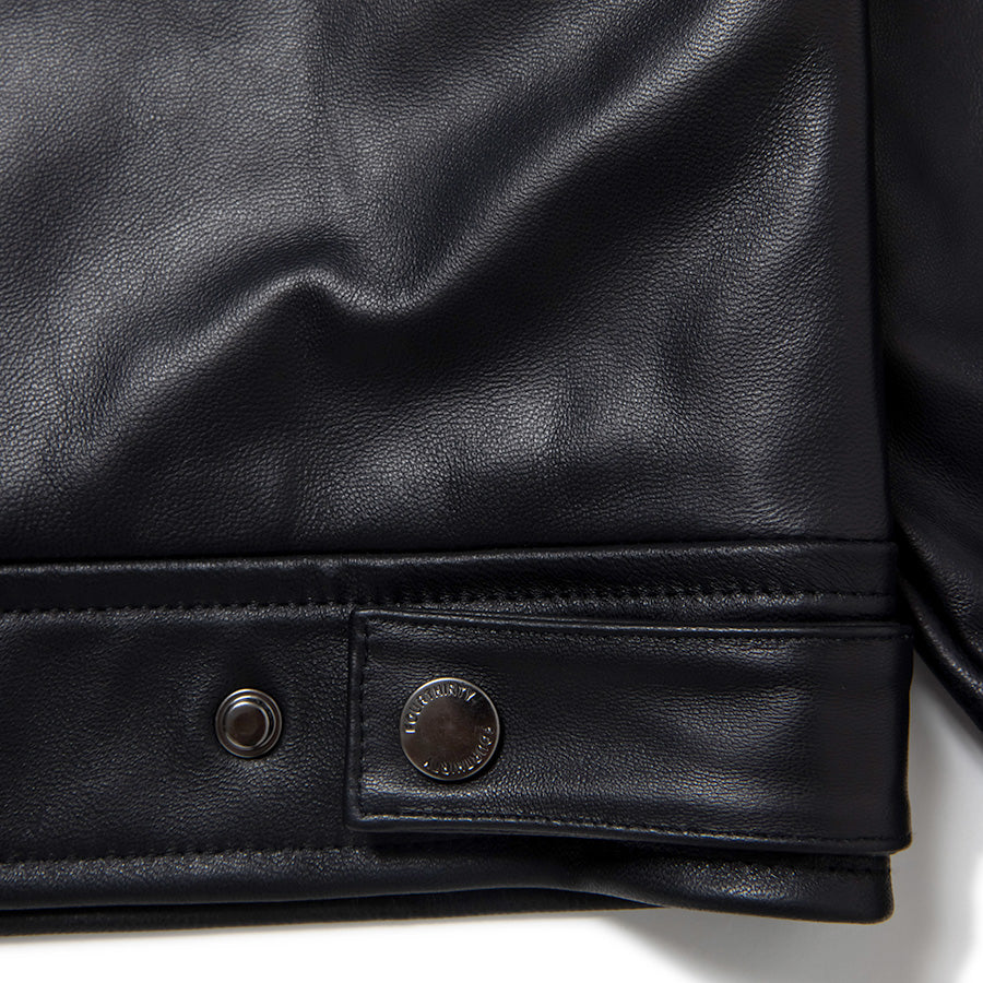 430（フォーサーティ / FOURTHIRTY）LEATHER TRACKER JACKET ブラック ウエスト調節ボタン詳細 FTY26-074
