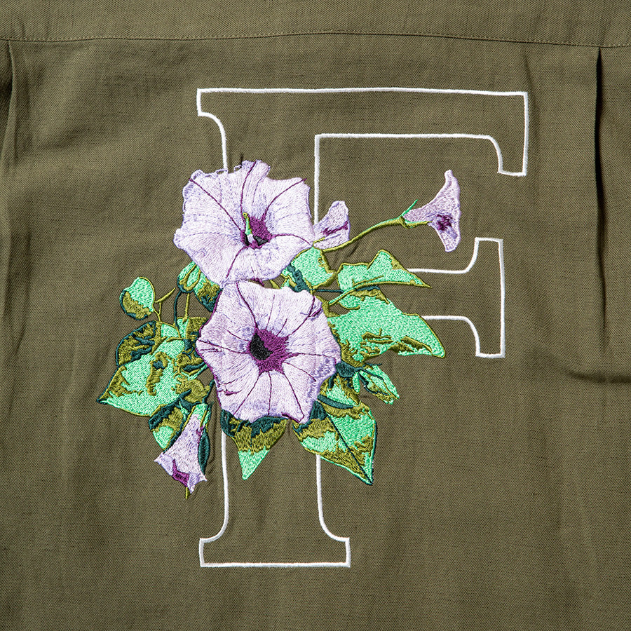 430（フォーサーティ / FOURTHIRTY）L/S HEMP UTILITY SHIRT 背中 刺繍詳細 FTY26-080