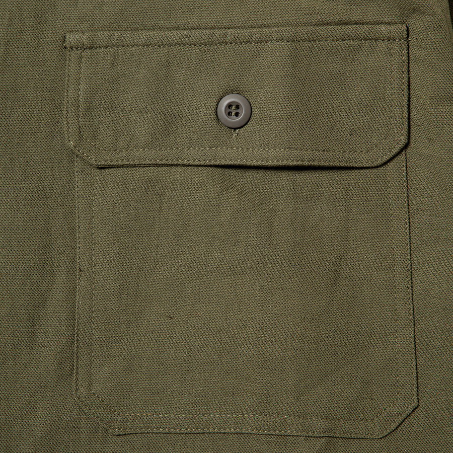 430（フォーサーティ / FOURTHIRTY）L/S HEMP UTILITY SHIRT カーキ 胸ポケット詳細 FTY26-080