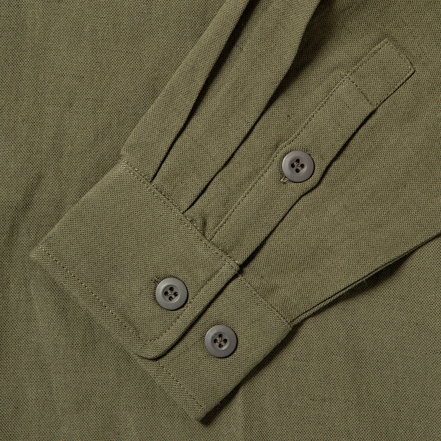 430（フォーサーティ / FOURTHIRTY）L/S HEMP UTILITY SHIRT カーキ 袖口詳細 FTY26-080