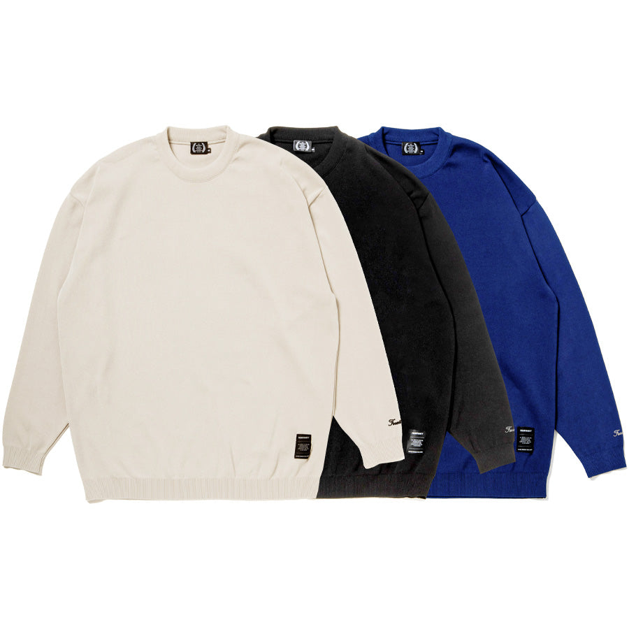 430（フォーサーティ）L/S RLX KNIT C&S ニットカットソー クルーネック｜オフホワイト / ブラック / ブルー FTY-26-009