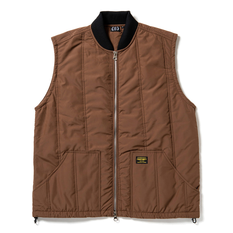 430（フォーサーティ / FOURTHIRTY）PAD LINER VEST ブラウン 正面平置き FTY26-077