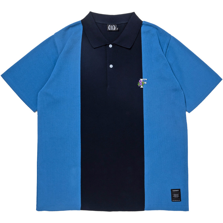 430 ポロシャツ ネイビー サックス バイカラー 正面