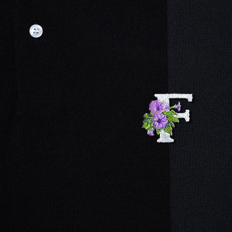 430 ポロシャツ ロゴ刺繍 ブラック チャコールグレー