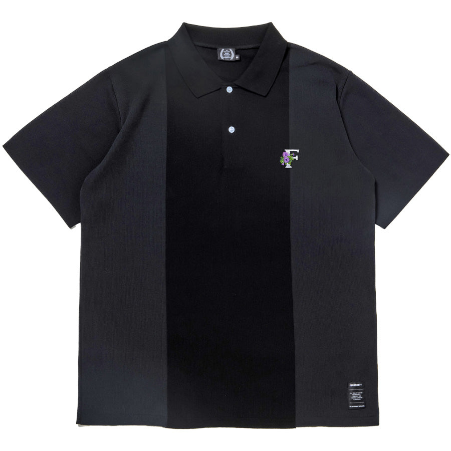 430 ポロシャツ ブラック チャコールグレー バイカラー 正面