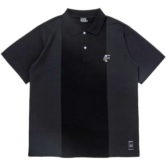 430 ポロシャツ ブラック チャコールグレー バイカラー 正面