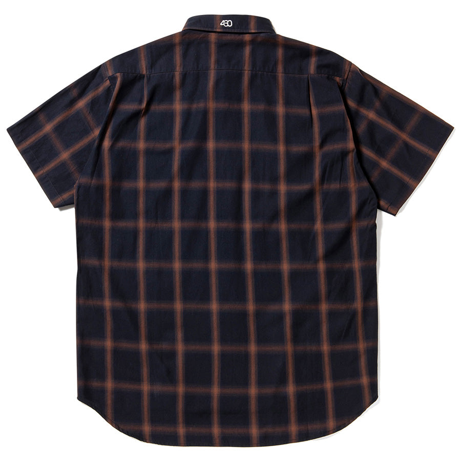 430 S/S OMBRE CHECK SHIRT ブラック 背面平置き