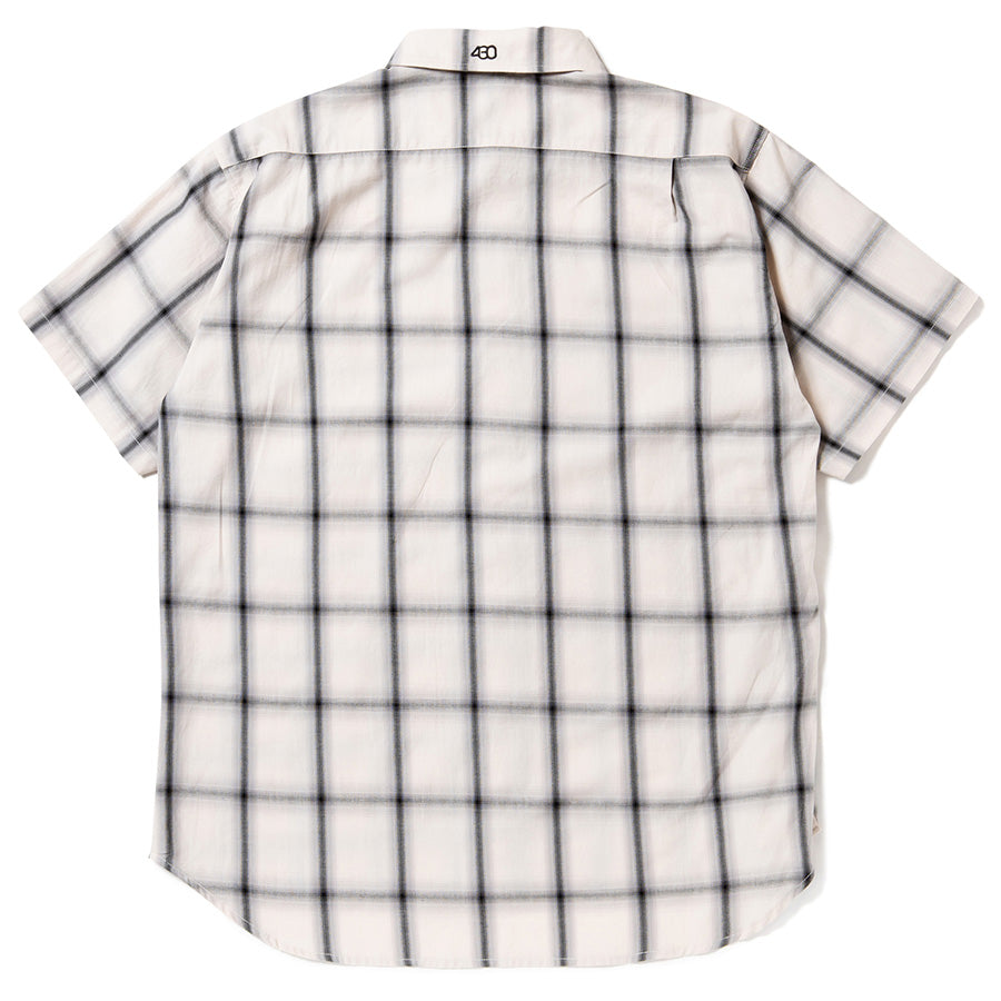 430 S/S OMBRE CHECK SHIRT ホワイト 背面平置き