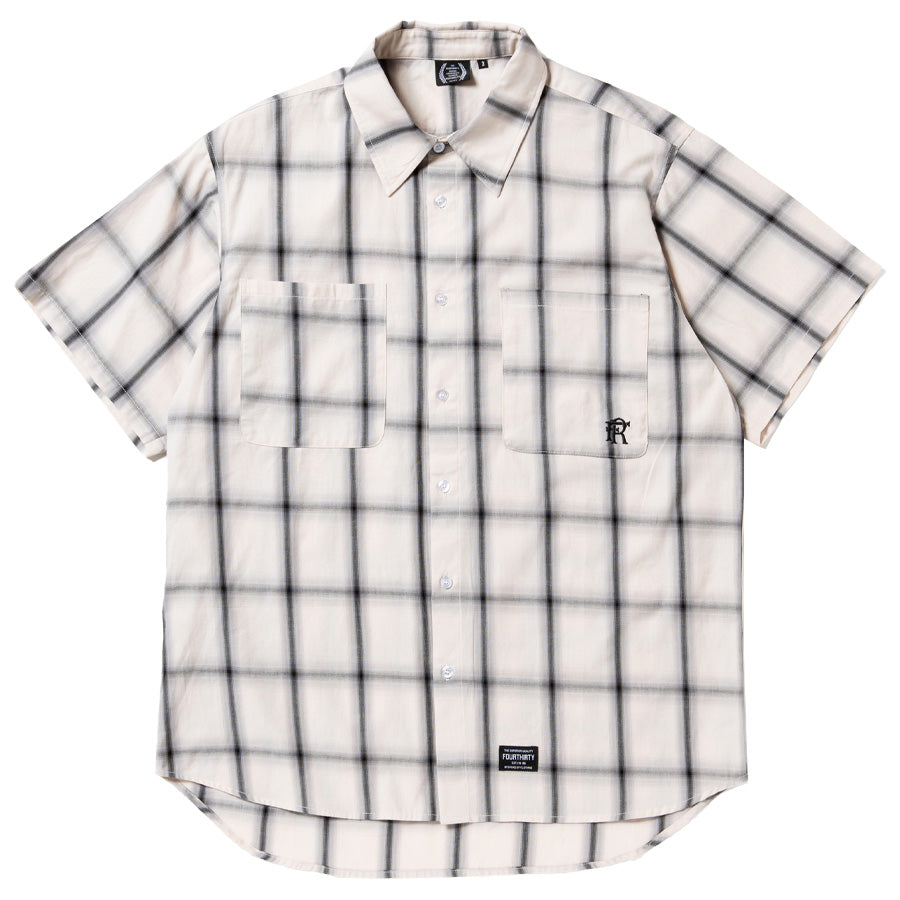 430 S/S OMBRE CHECK SHIRT ホワイト 正面平置き