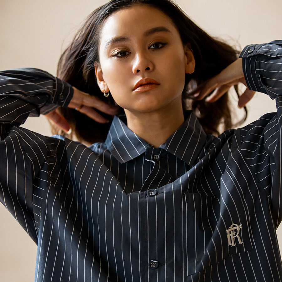 430 コーチジャケット ネイビー 着用 上半身