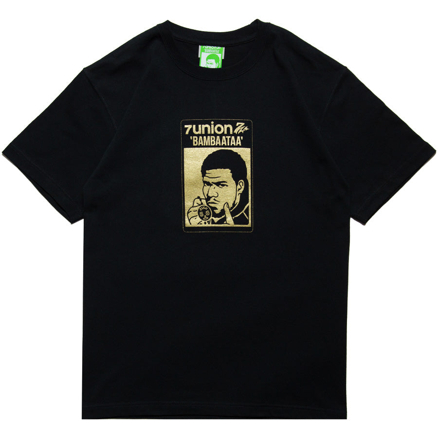 7UNION アフリカバンバータ Tシャツ ブラック 正面平置き
