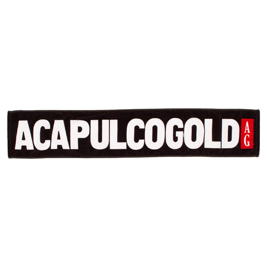 ACAPULCO GOLD BLACK LABEL LOGO SCARF TOWEL ブラック 正面平置き横置き AG26SM003