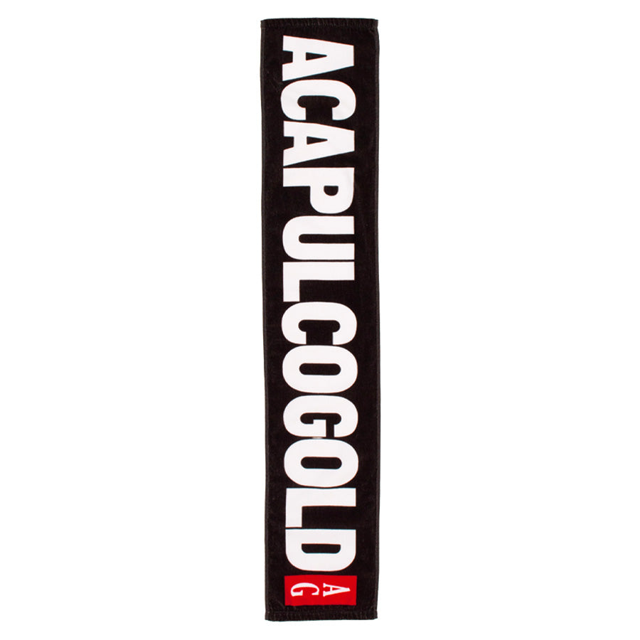 ACAPULCO GOLD BLACK LABEL LOGO SCARF TOWEL ブラック 正面平置き縦置き AG26SM003