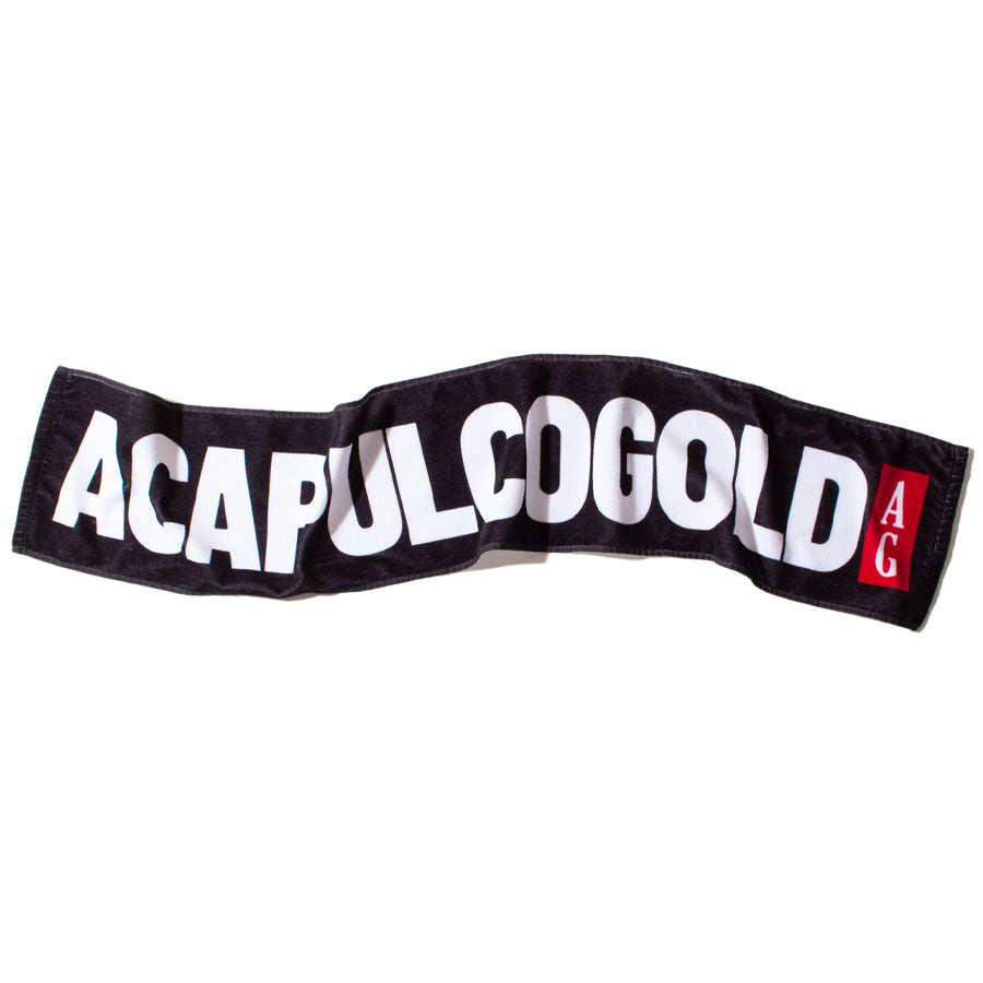 ACAPULCO GOLD BLACK LABEL LOGO SCARF TOWEL ブラック 正面平置き横置き別カット AG26SM003