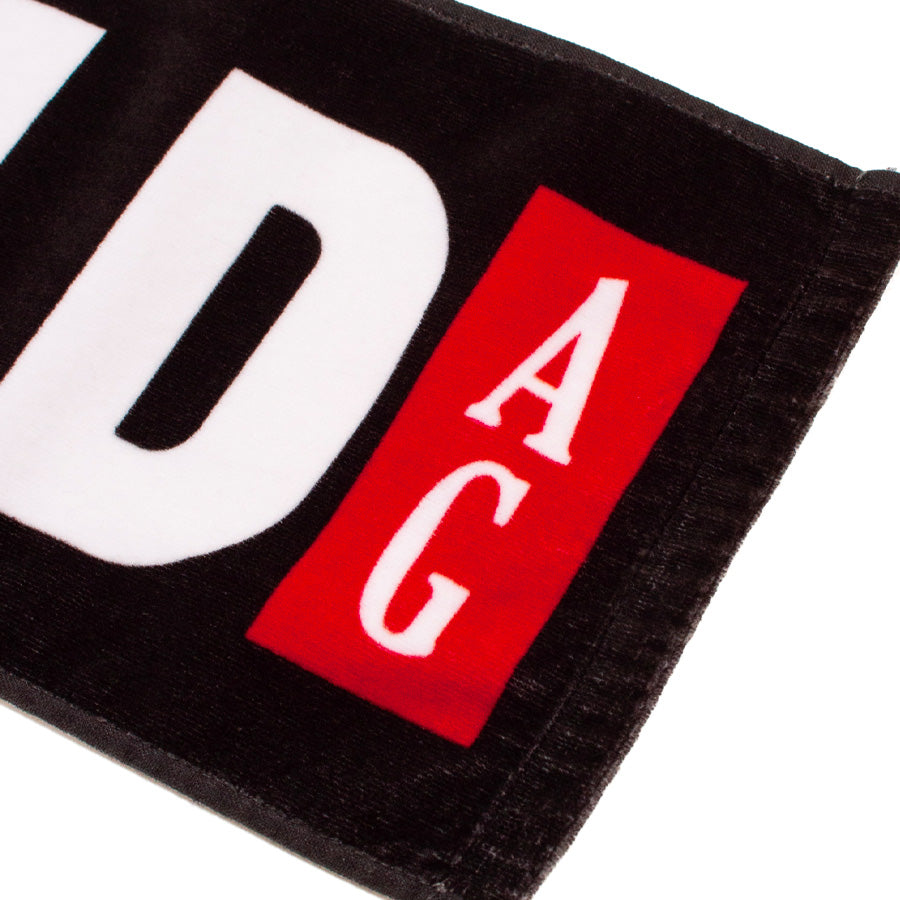 ACAPULCO GOLD BLACK LABEL LOGO SCARF TOWEL ブラック 右部分アップ AG26SM003