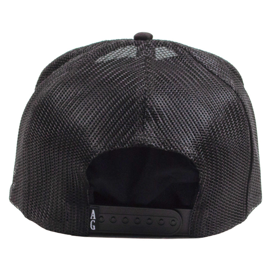 ACAPULCO GOLD OJ LOGO TRUCKER CAP ブラック/ホワイト 背面 サイズ調整アジャスター AG26SM002
